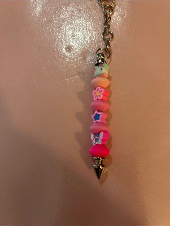 Accessories - Kids Pink Beaded Charm Keychain